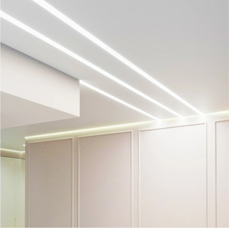 Пример световых линий flexy на натяжном потолке 4105