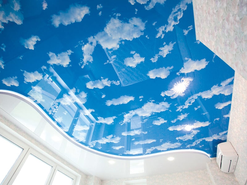 Натяжные потолки с облаками 1