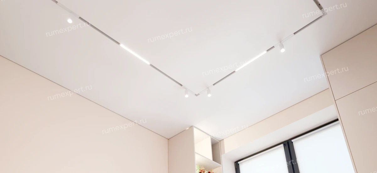  Дизайн светлого натяжного потолка